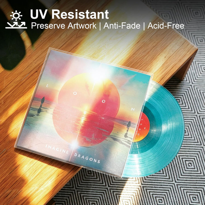 100x Schallplatten Hüllen Aussen 12 Zoll mit UV-Schutz | Ohne Kantenrissen | Säurefrei | Stabile Pol