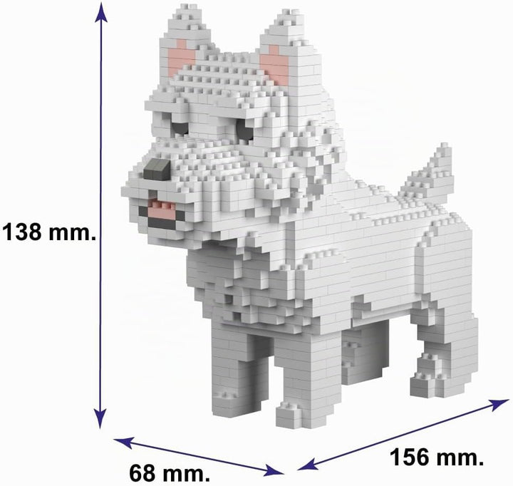 Miniatur-Bausteinfigur. Hund West Highland White Terrier – Westie/Westy, West Highland White Terrier