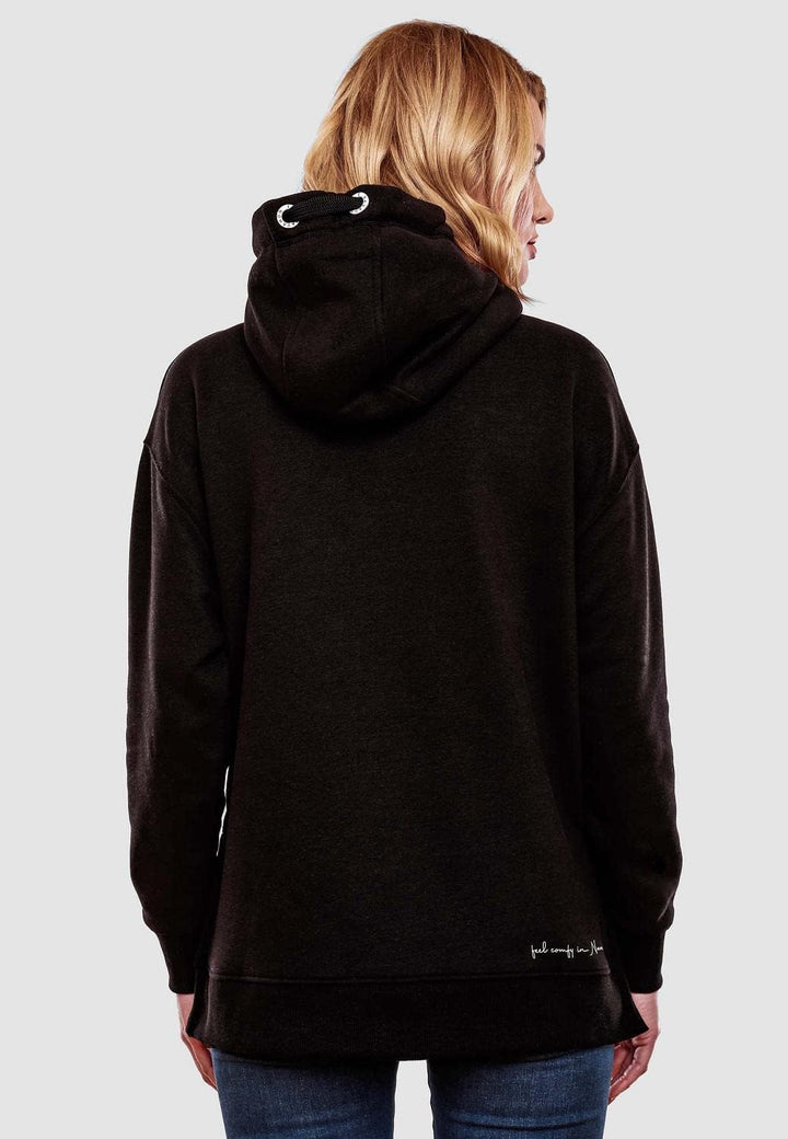 Navahoo Damen Sweatshirt Kapuzenpullover Oversize Long Hoodie Silberengelchen S-XXL S Schwarz, S Sch