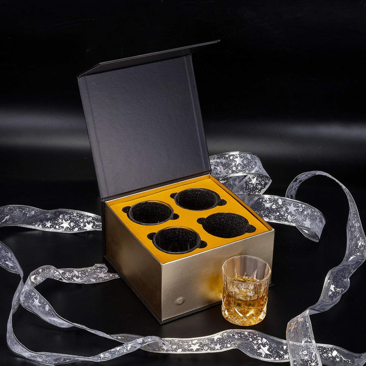 KANARS 4er Set Whisky Gläser, Bleifrei Kristallgläser, Whiskey Glas, 300 ml, Schöne Geschenk Box, Ho