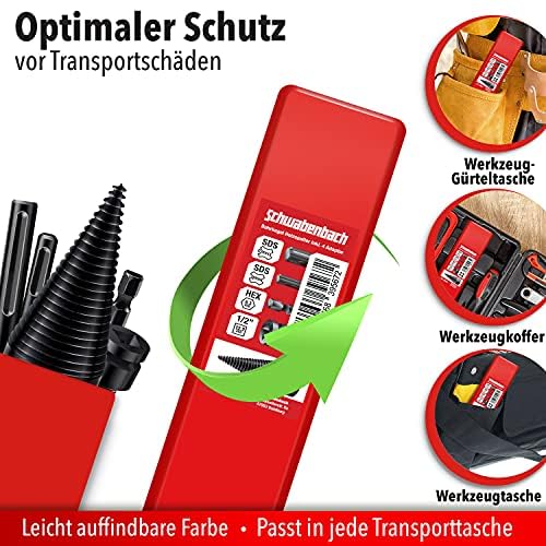 SCHWABENBACH ® Bohrkegel Holzspalter 42mm mit 4 Adapter - Präzises & schnelles Spalter für Holz - Ke