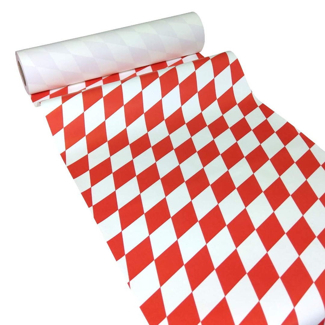 Papier Tischläufer 50m x 0,40m Raute rot-weiss Raute Rot-weiss 40 x 5000 cm (Rechteckig), Raute Rot-