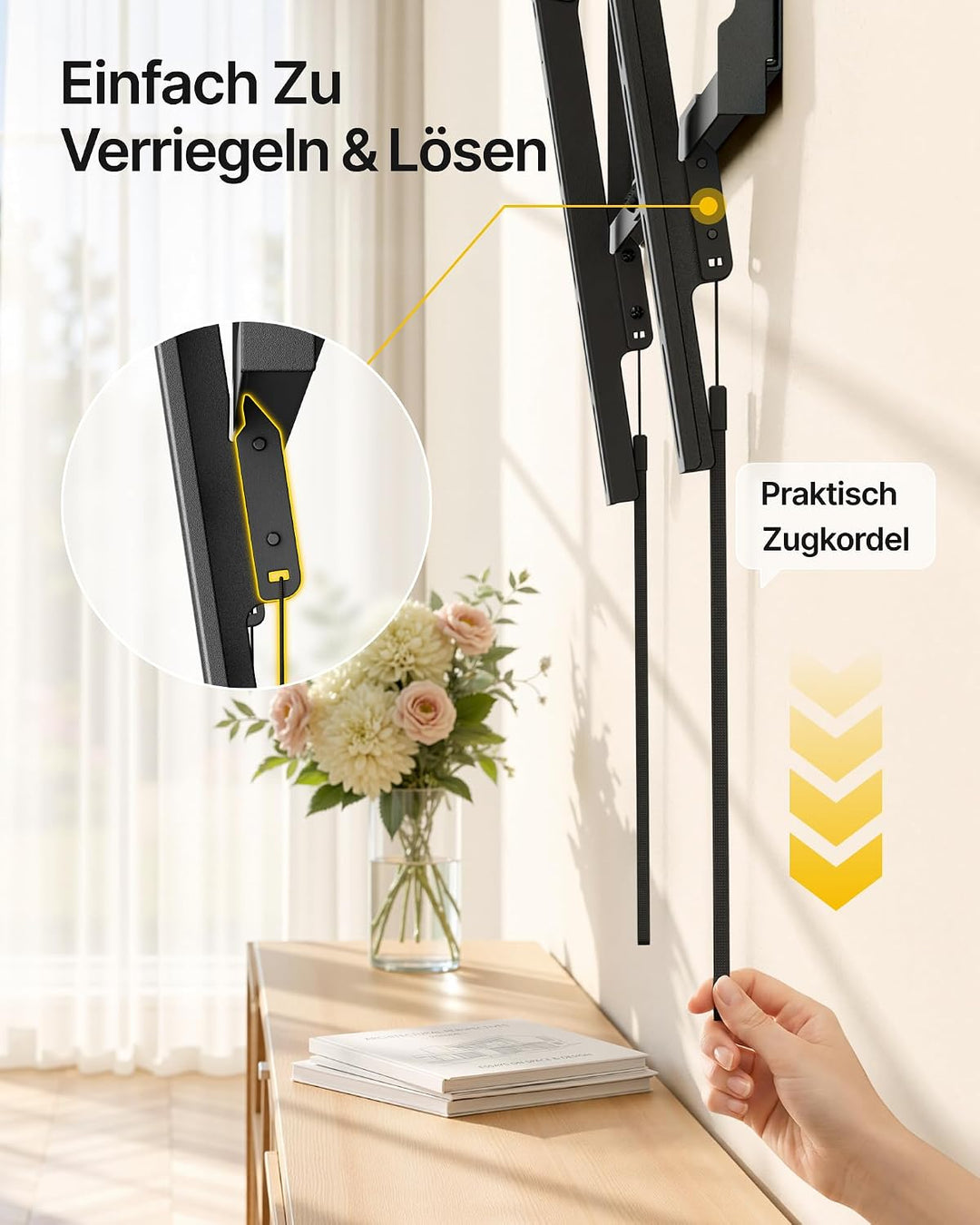 monTEK Neigbare TV Wandhalterung für 37-86 Zoll Fernseher | Gebogene und Flache Fernseher, bis 75 kg