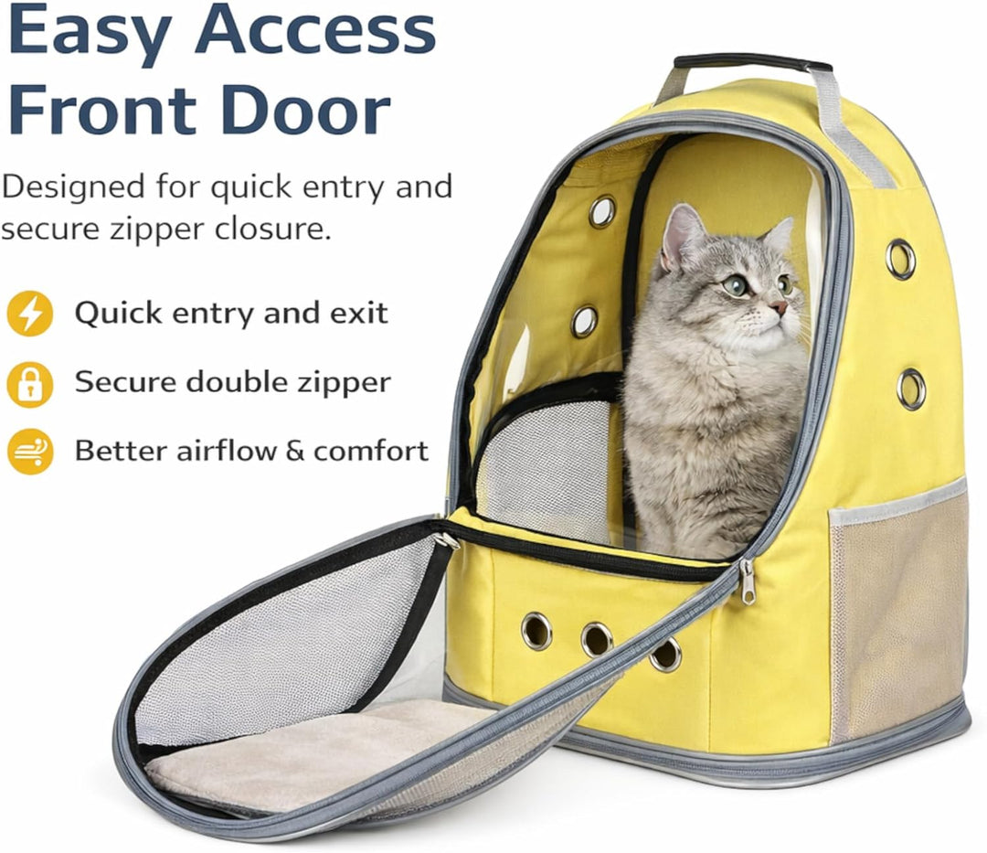 Blue Eyes Haustier Rucksack mit grossem Sichtfenster, Atmungsaktive Transporttasche für Katzen & kle