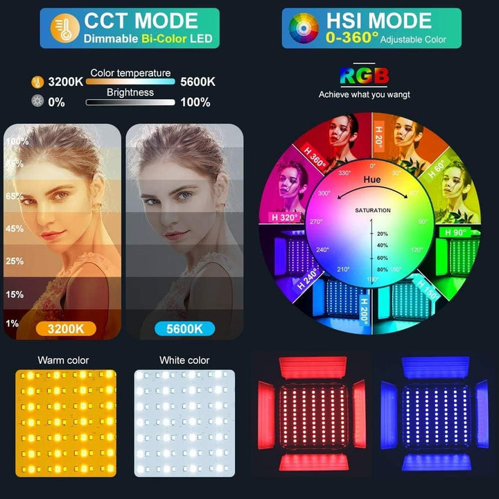 GVM 800D LED Videolicht RGB, APP-Steuerung led videoleuchte 3200K-5600K Studiolicht LED Dauerlicht F