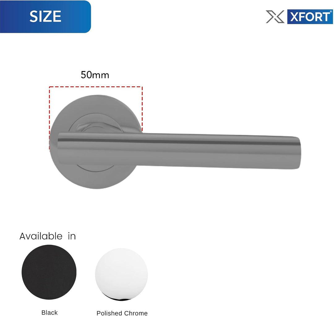 XFORT® 4er-Pack Türgriff auf Rosette, T-Stab-Drücker-Türgriffe in poliertem Chrom-Finish, eleganter