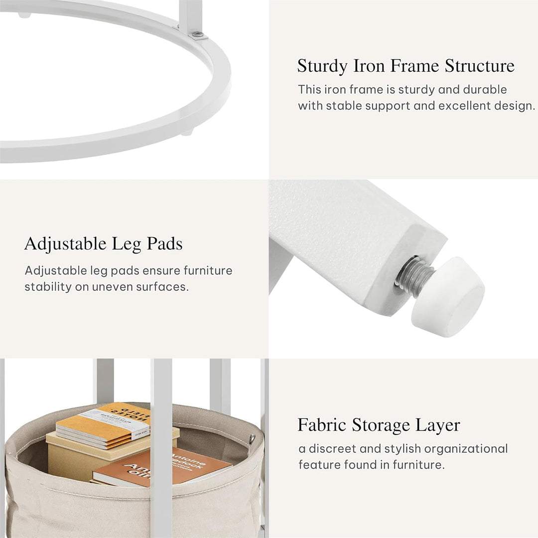YITAHOME Couchtisch 2er Set Rund, Wohnzimmertisch Modern mit Stofftasche zur Stauraum, Beistelltisch