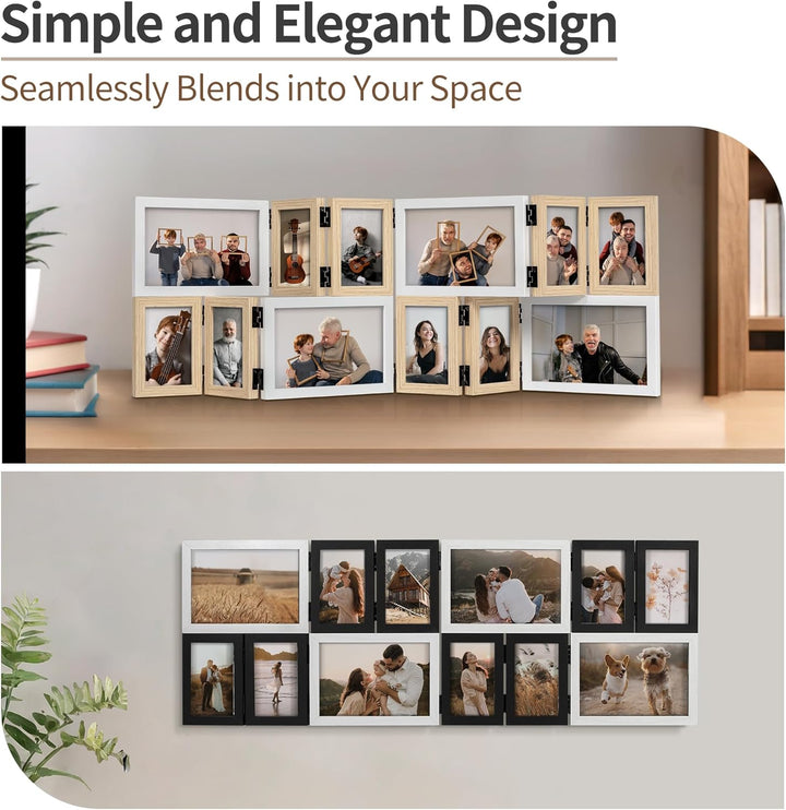SUMGAR Bilderrahmen Collage Holz Weiss Mehrere 10x15 Fotorahmen Tischrahmen Wandrahmen mit HD Glas M