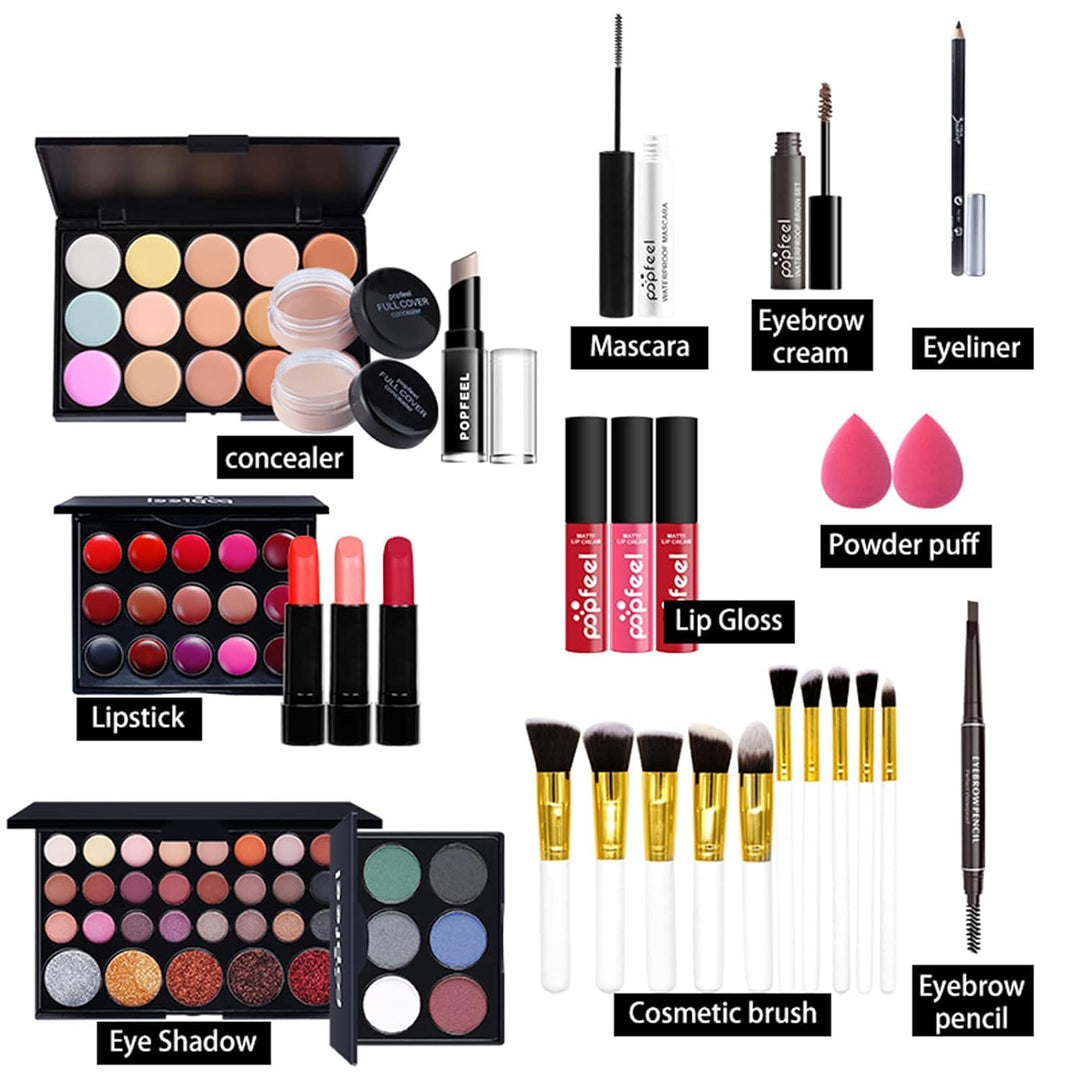 30St Schminkkasten Make-Up Set, Professionelles Kosmetische Schmink Set mit Lidschatten Lippengloss
