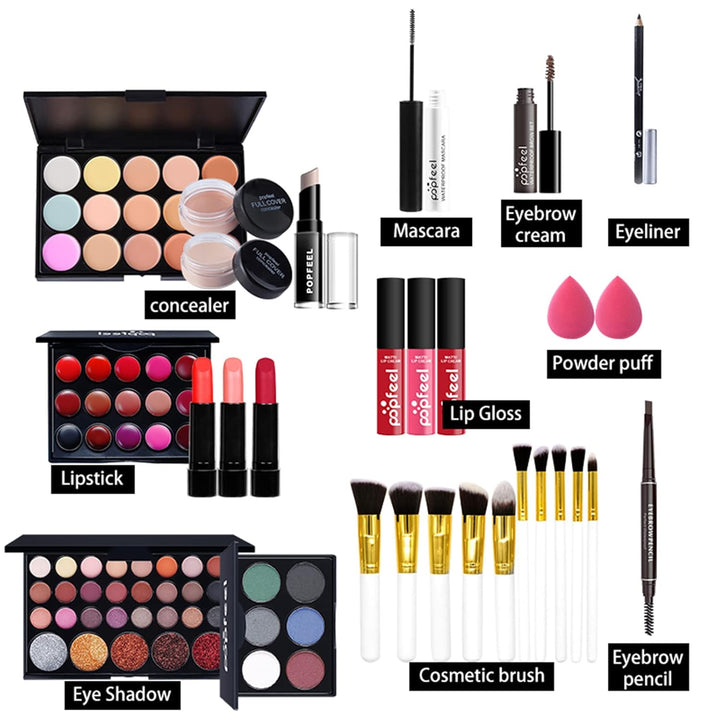 30St Schminkkasten Make-Up Set, Professionelles Kosmetische Schmink Set mit Lidschatten Lippengloss