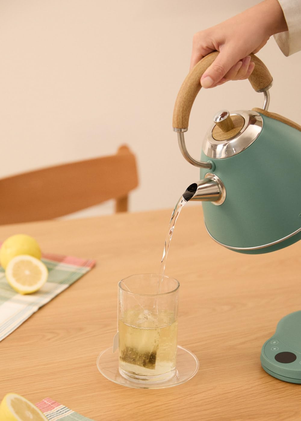 CREATE/KETTLE RETRO PRO/Wasserkocher mit Temperaturregelung 1L Salbeigrün/Automatische Abschaltung,