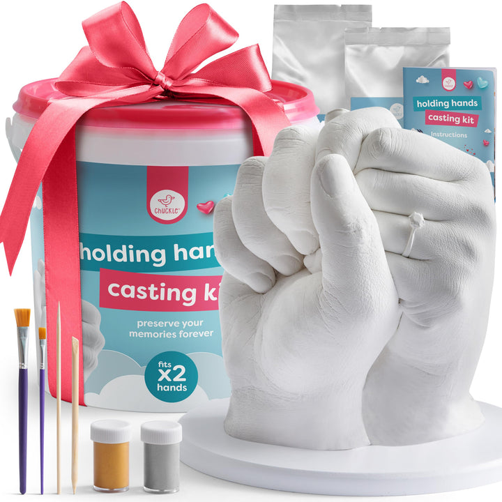 chuckle 3D Handabdruck Set für Paare, Gipsabdruck Hände, Pärchengeschenk zum Jahrestag, ungiftig & e