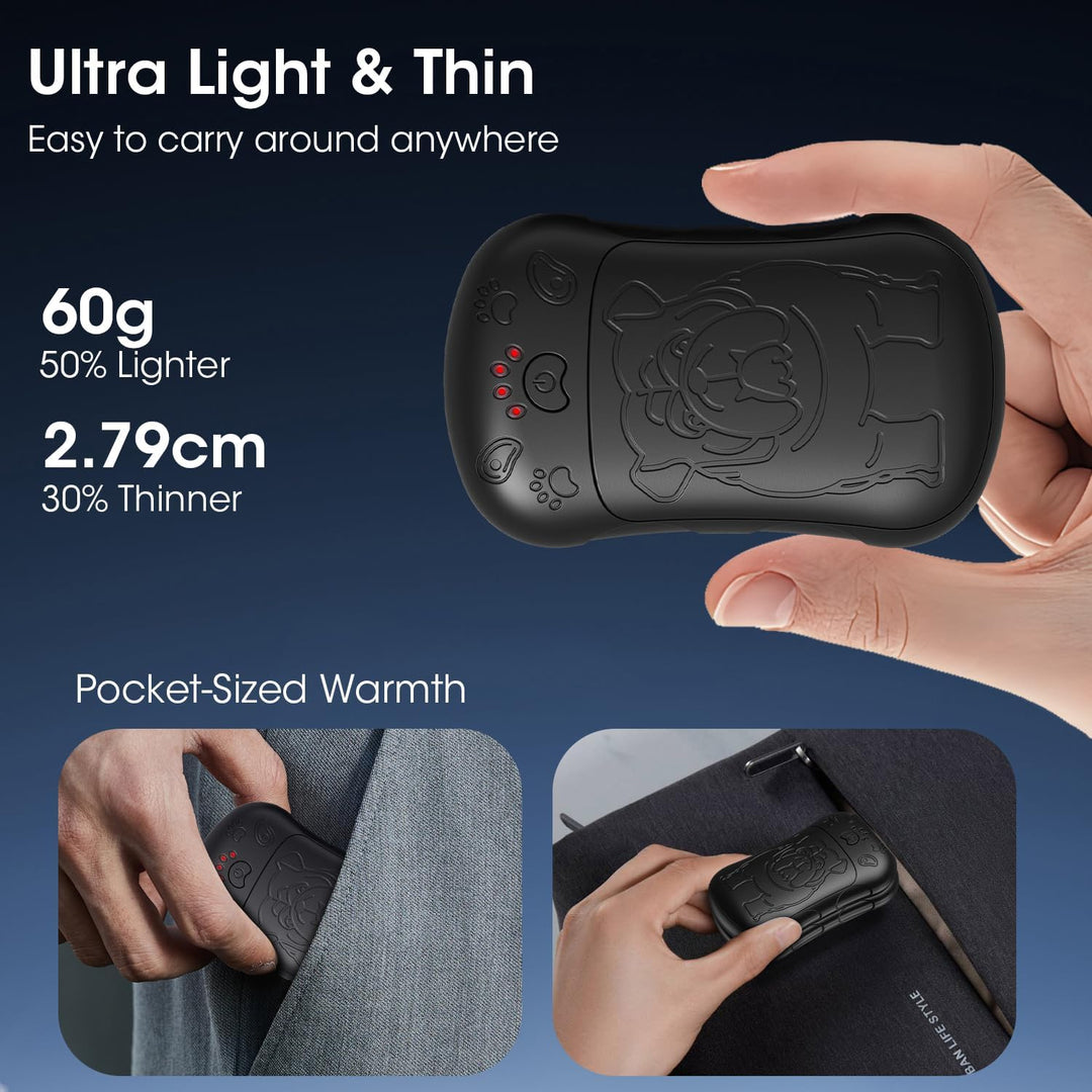 Handwärmer Elektrisch，2er Set 6000mAH Akku Elektrischer Handwärmer Wiederverwendbar Aufladbar Tasche