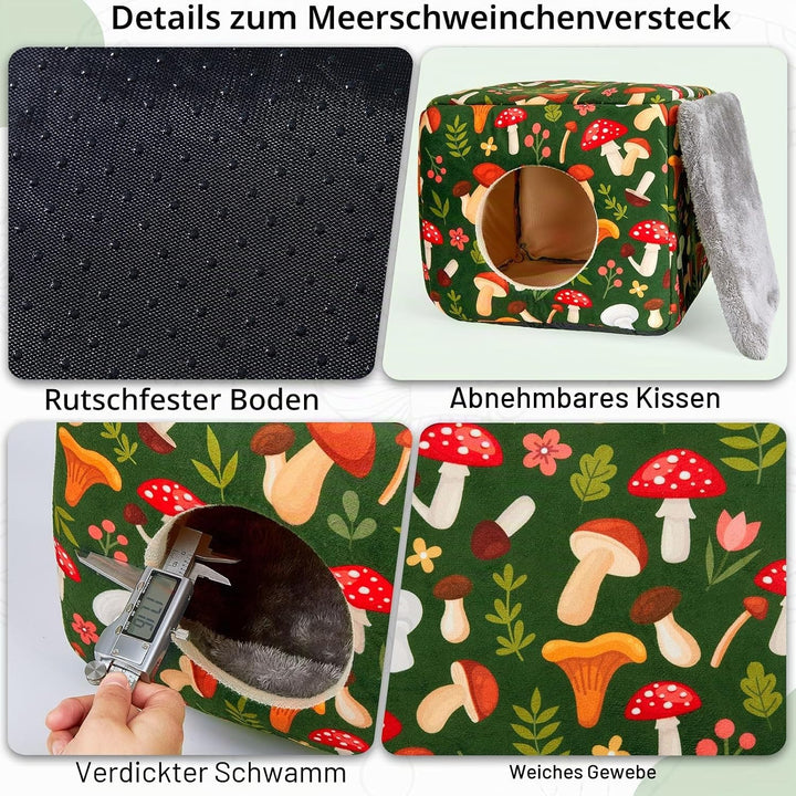 Meerschweinchen Haus 2 eingange – Waschbares Kaninchenbett & Kuschelhöhle – Versteck für Kaninchen,