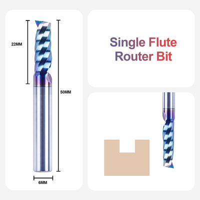 SpeTool Alu Fräser 6mm Schaft Einschneider Fräser Schaftfräser Holz Fräser Aluminium 22mm Schnittlän