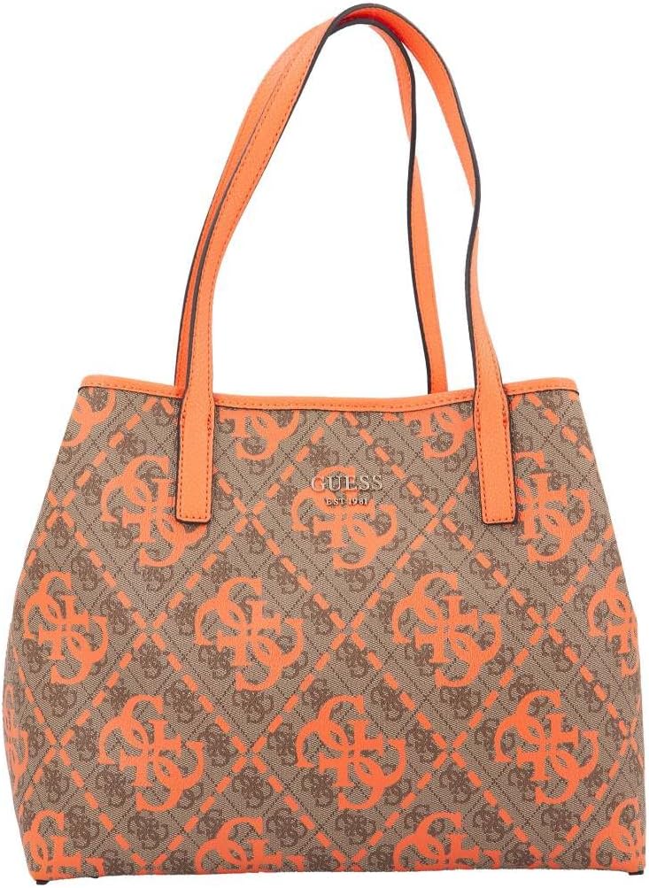 GUESS Damen Vikky Tote Bag Latte -Logo/Orange, Latte -Logo/Orange