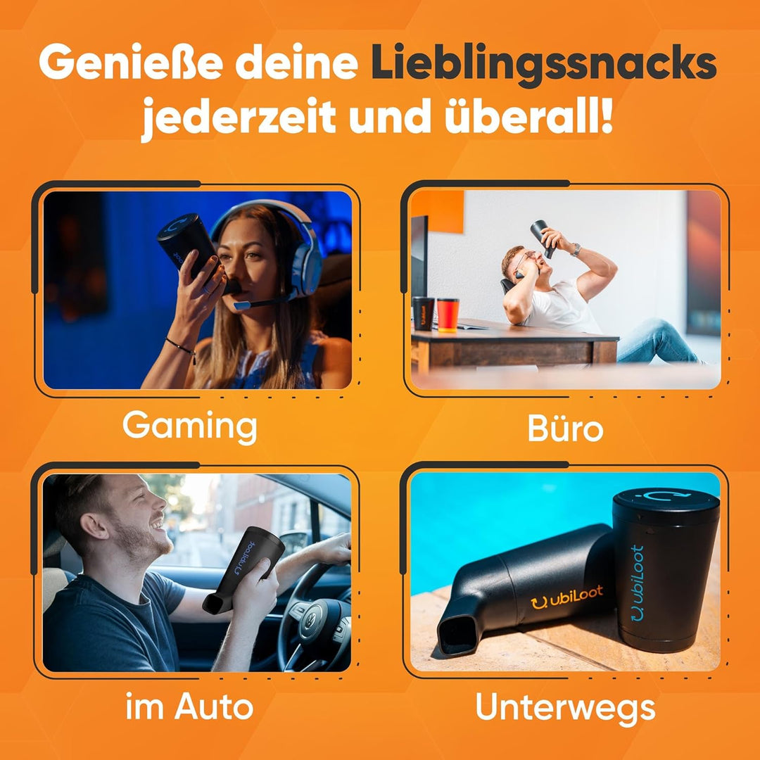 Innovativer Snackspender für saubere Hände & Equipment [485ml] - Ideal für Gaming, Büro & Freizeit -