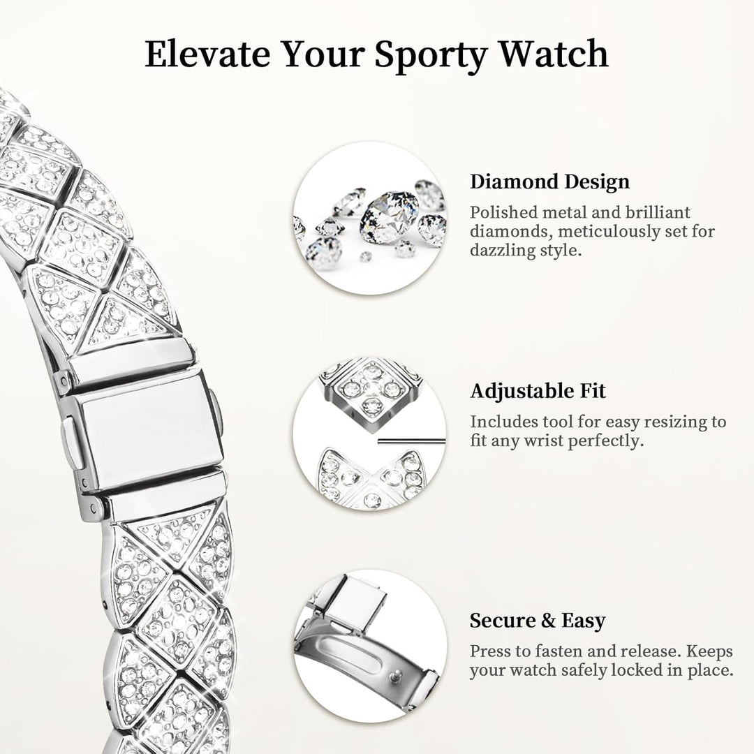 wutwuk Kompatibel mit Apple Watch Armband 40mm, Damen Bling Strass Armbänder mit Diamant Harter PC G