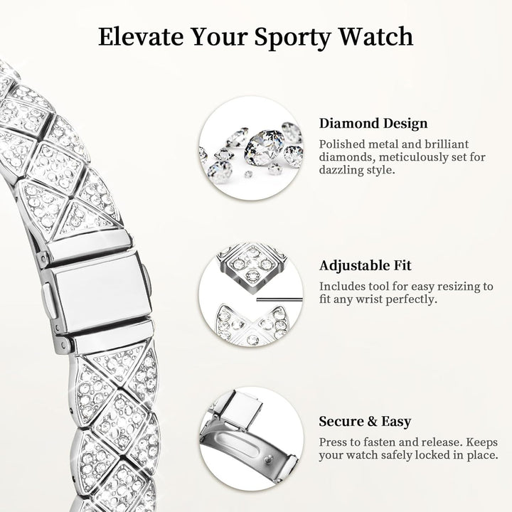 wutwuk Kompatibel mit Apple Watch Armband 40mm, Damen Bling Strass Armbänder mit Diamant Harter PC G