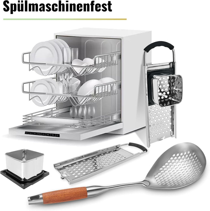 SPEENSUN Spätzlehobel+Schöpflöffel [Topf Ø von 16-30cm] mit Gummigriff Spülmaschinenfest,Spätzlereib
