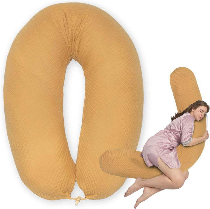 sei Design Stillkissen XXL Mikroperlen-Füllung mit Musselin-Bezug aus Baumwolle [100% Bio-Baumwolle