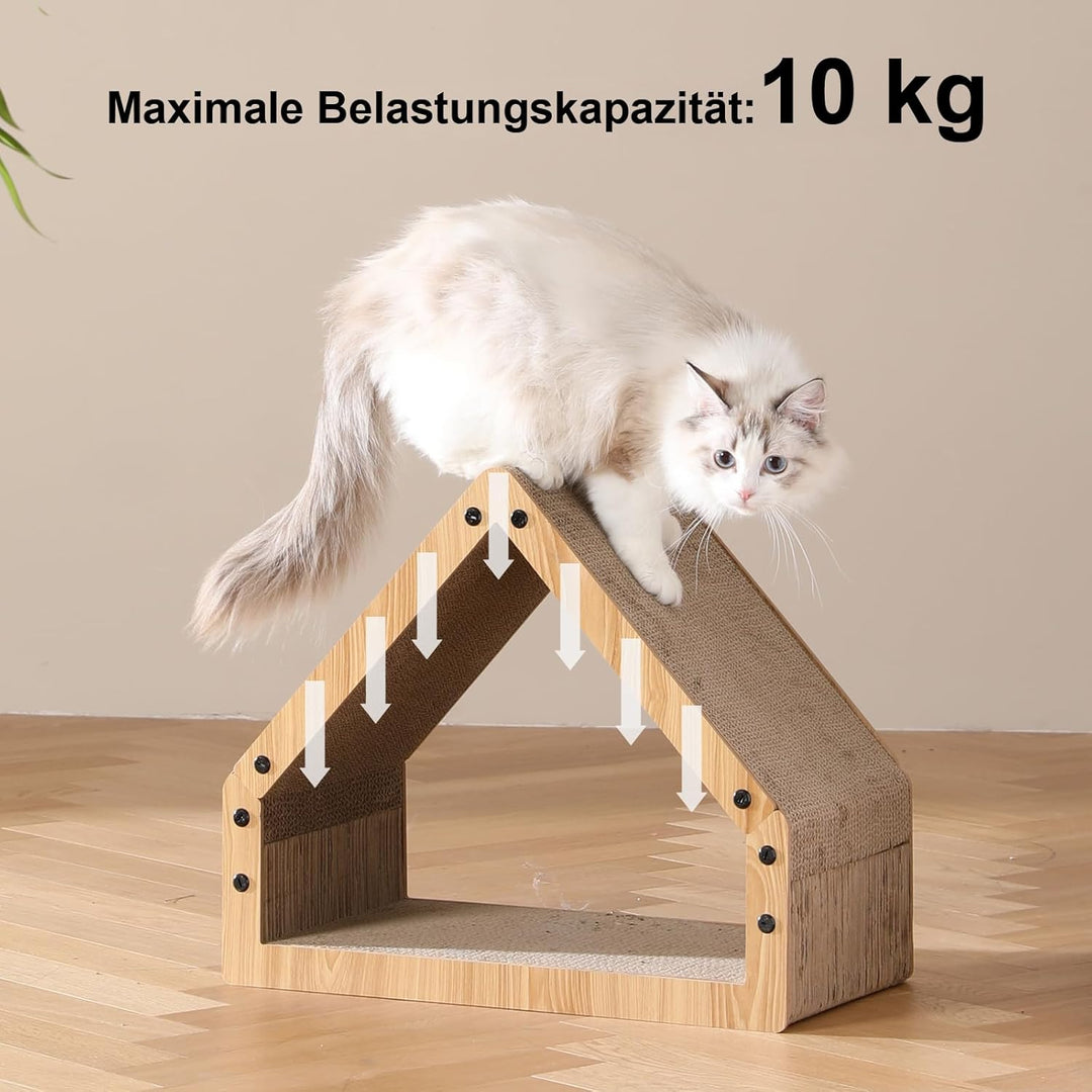FUKUMARU Kratzbrett Katzen, Extralange 41 cm Hausform Kratzpappe für Katzen, Cat Scratching Board au