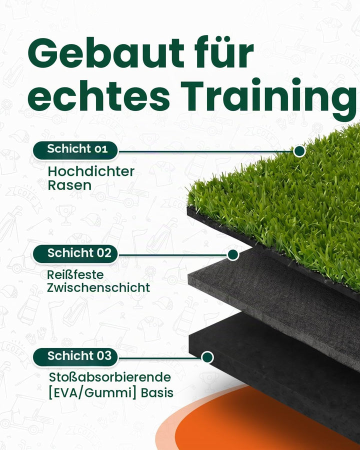 Golf-Schlagmatte für Indoor und Outdoor, Golf-Trainingsmatte mit Tragegurt, 10 PU-Golfbällen und 9 T