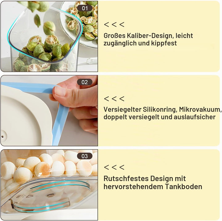2er Set Kaffeedose Luftdicht, Vorratsdosen 1800 ml, Kaffeebohnen Behälter, Kaffeebehälter Luftdicht,