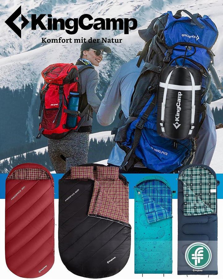 KingCamp XXL Schlafsack Campingschlafsack 3 Jahreszeiten Übergrösse für Erwachsene Outdoor Rucksackr