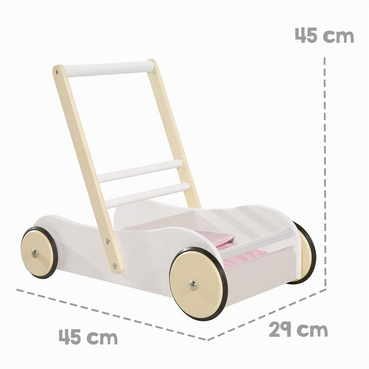 roba Lauflernwagen Scarlett für Babys - Lauflernhilfe für Kinder - Puppenwagen mit rosa Textilien -