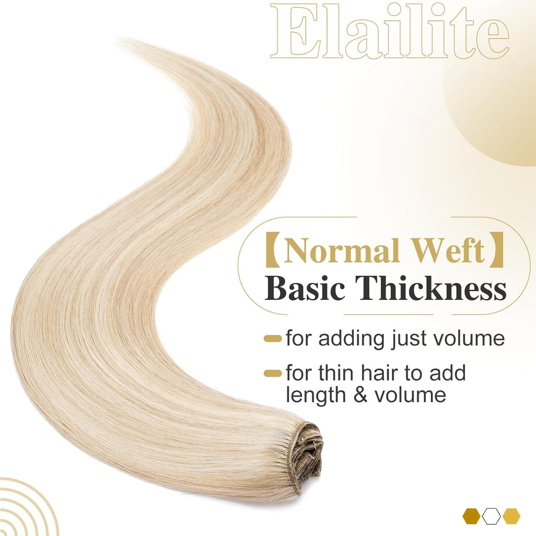 Elailite Clip in Extensions Echthaar Haarverlängerung Haarteile 8 Teilig 18 Clips für Frauen Voller