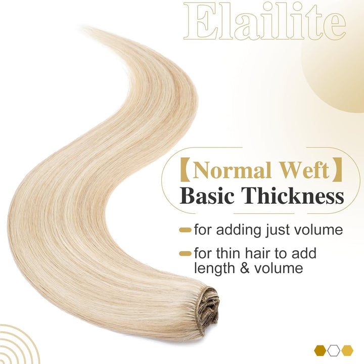 Elailite Clip in Extensions Echthaar Haarverlängerung Haarteile 8 Teilig 18 Clips für Frauen Voller