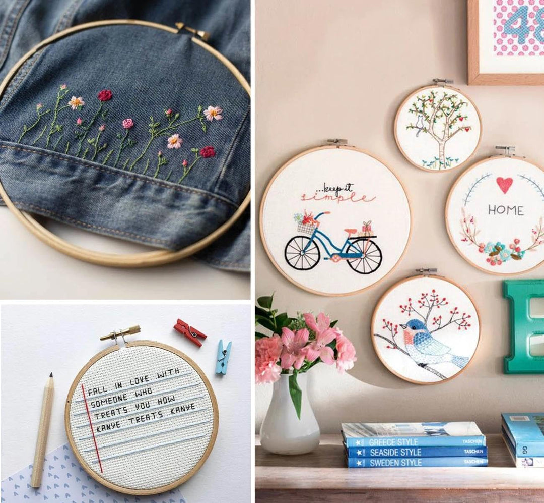 ilauke Stickgarn set 100 Farben,Kreuzstich Set mit Jutebeutel,Rahmen aus Bambus,Embroidery Floss Mul