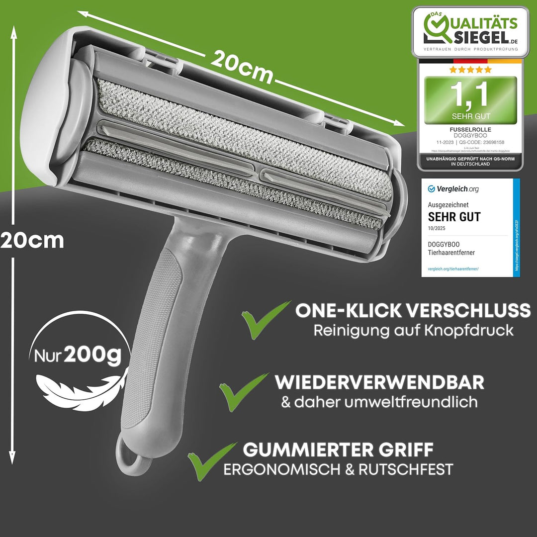 NEUHEIT 2026 - DOGGYBOO® Selbstreinigender Tierhaarentferner – Premium Fusselrolle für Hundehaare un