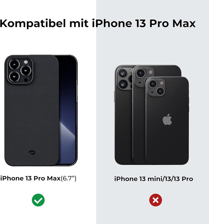 pitaka Ultradünne Hülle für iPhone 13 Pro Max Leichte Handyhülle aus 600D Aramidfaser Kratzfeste und