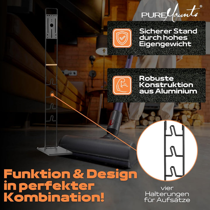 PureMounts Staubsauger Ständer Halterung universal kompatibel mit Dyson V15, V12, V11, V10, V8, V7,
