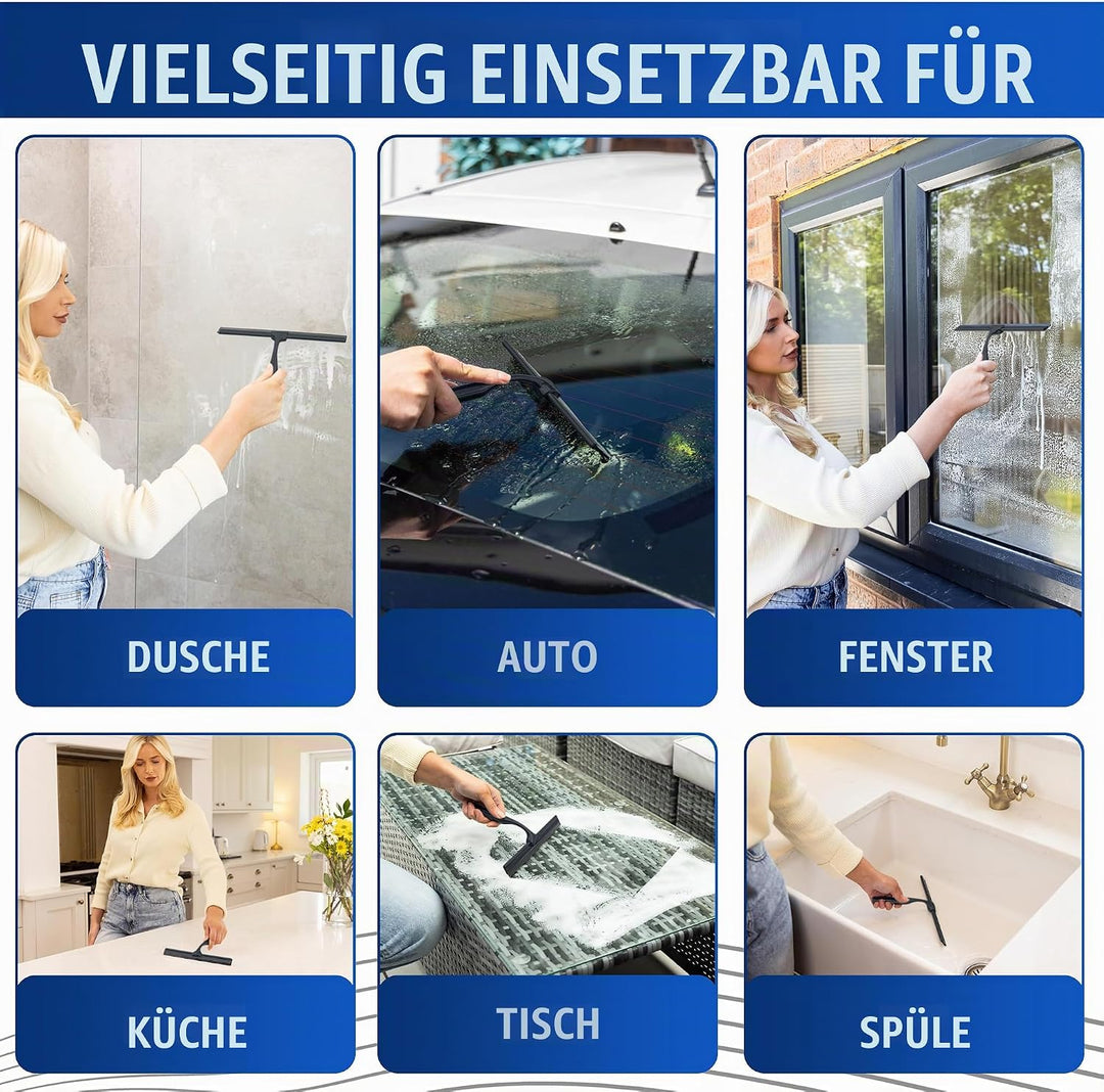 Wunset Superior-Duschabzieher-Auswahl: Mit Abziehern aus Edelstahl, Silikon und Gummi, Wasserabstrei