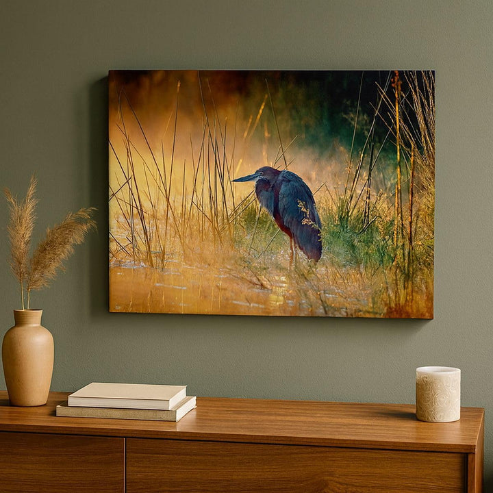 Bilder auf Leinwand Vogel Natur Wasser Leinwandbild mit Rahmen 70x50cm Wandbilder Dekoration Wohnzim