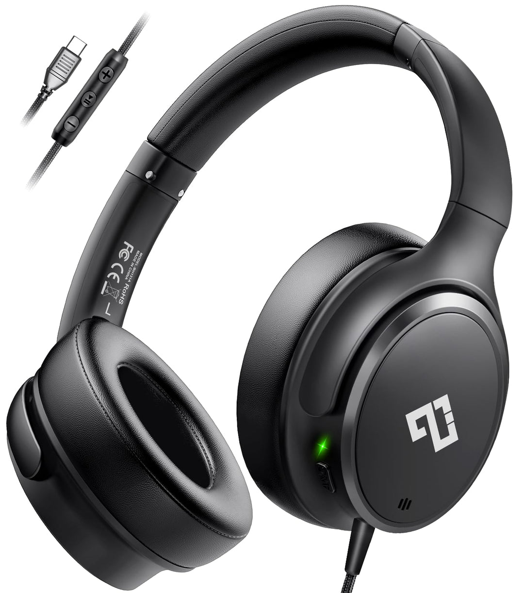 INFURTURE Kopfhörer USB C Kopfhörer mit Kabel Noise Cancelling Kopfhoerer Over Ear, 28 dB ANC, Leich