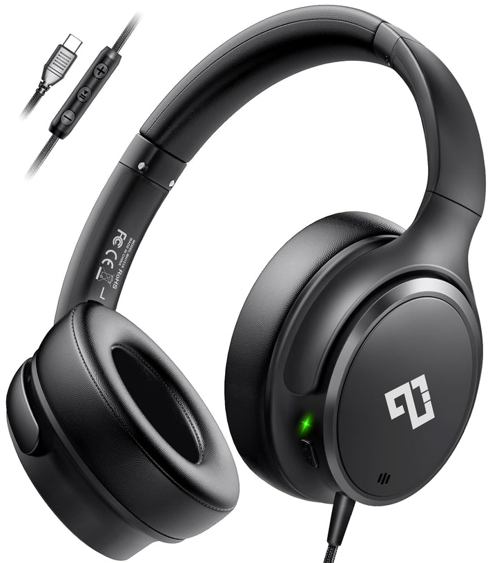 INFURTURE Kopfhörer USB C Kopfhörer mit Kabel Noise Cancelling Kopfhoerer Over Ear, 28 dB ANC, Leich