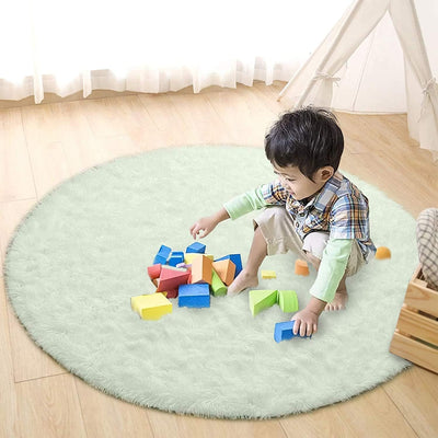 Tinyboy-hbq Runder Teppiche Hochflor Teppich wohnzimmerteppich Langflor Teppiche für Wohnzimmer flau