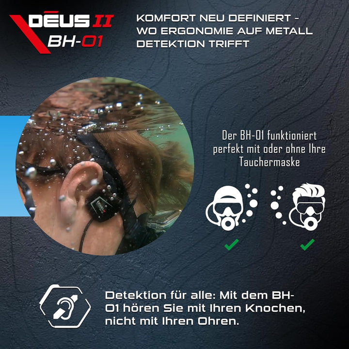 XP Metal Detectors BH-01 Kabelgebundene Kopfhörer mit Knochenleitung, entwickelt für XP Deus II - wa