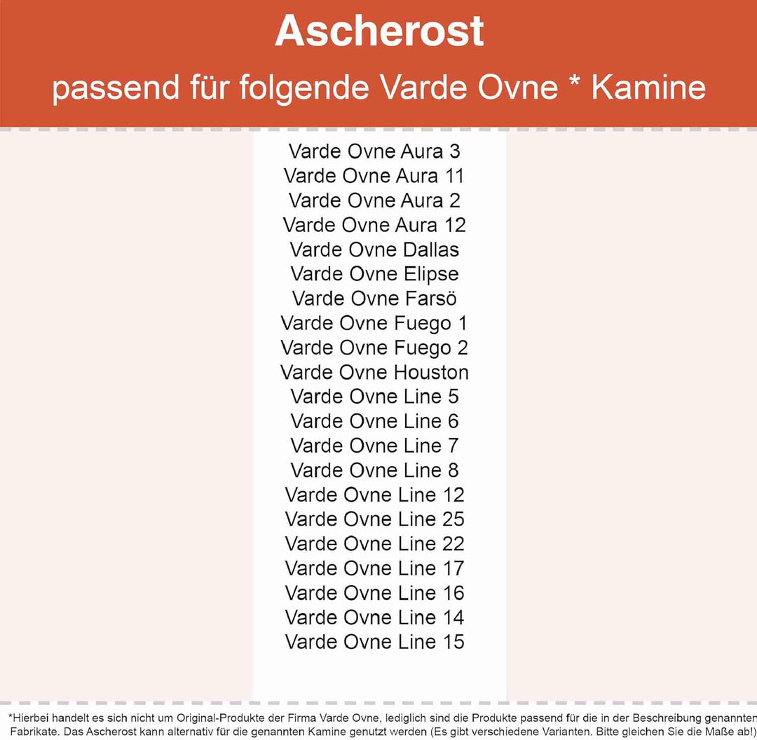 Kaminrost - Passend für Varde Ovne Kaminöfen inkl. Modellübersicht - Ascherost Kamin aus massivem St