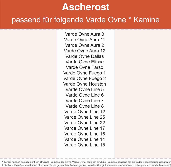 Kaminrost - Passend für Varde Ovne Kaminöfen inkl. Modellübersicht - Ascherost Kamin aus massivem St
