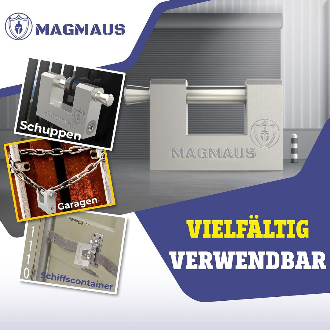 Magmaus® RTL/70 Robustes, wetterfestes Vorhängeschlöss für den Aussenbereich mit 3 Schlüsseln – Idea
