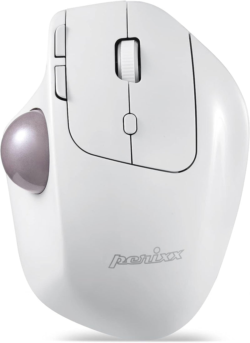 Perixx PERIMICE-720 Wireless 2,4 GHz und Bluetooth Ergonomische Trackball-Maus, Einstellbarer Winkel