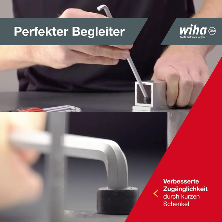 Wiha Innensechskant Schlüssel Satz 10-tlg (02292) I Stiftschlüssel Set mit Kugelkopf für Winkel bis