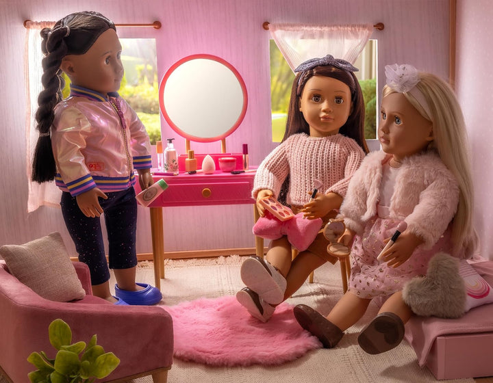 Our Generation - Fabulous Fun Vanity Set - Pinker Schminktisch & Stuhl Set - Spiel - Make-up & Spieg