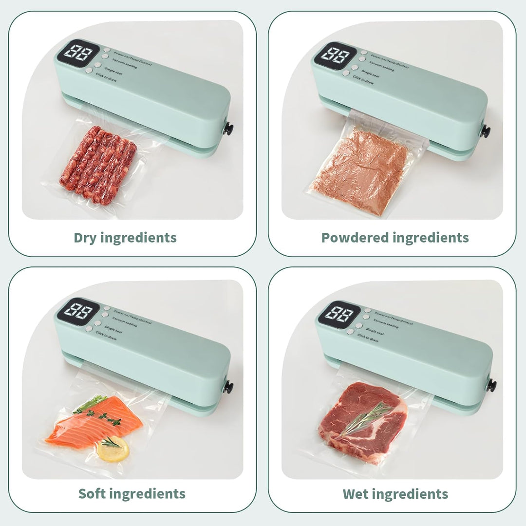 Vakuumiergerät,60 Kpa Kompakte Vakuumiermaschine,Mini Vakuumierer mit 3 Temperaturstufen,5 Beutel,2