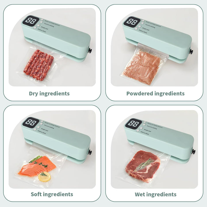 Vakuumiergerät,60 Kpa Kompakte Vakuumiermaschine,Mini Vakuumierer mit 3 Temperaturstufen,5 Beutel,2
